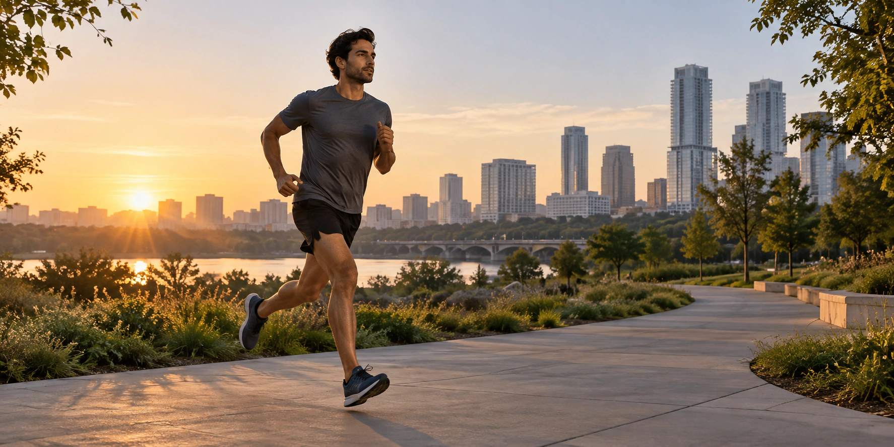 Persona corriendo al aire libre al amanecer