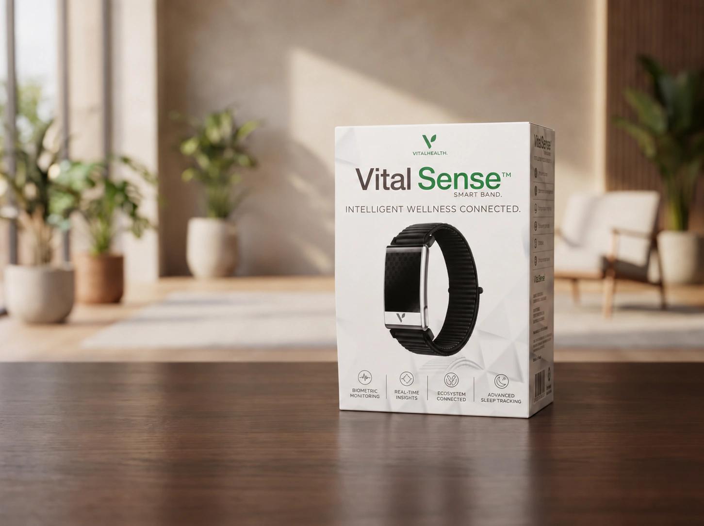 Caja de VitalSense con su nombre y diseño originales